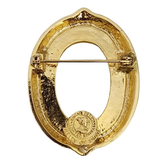 Edgar Berebi Gold Tone Clear Rhinestone Helen of Troy Resin Cameo Brooch, Signed - Picture 4 of 7